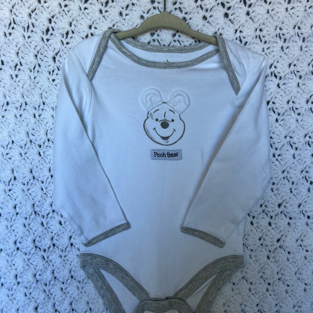 Disney White and Gray Pooh Bear Bodysuit